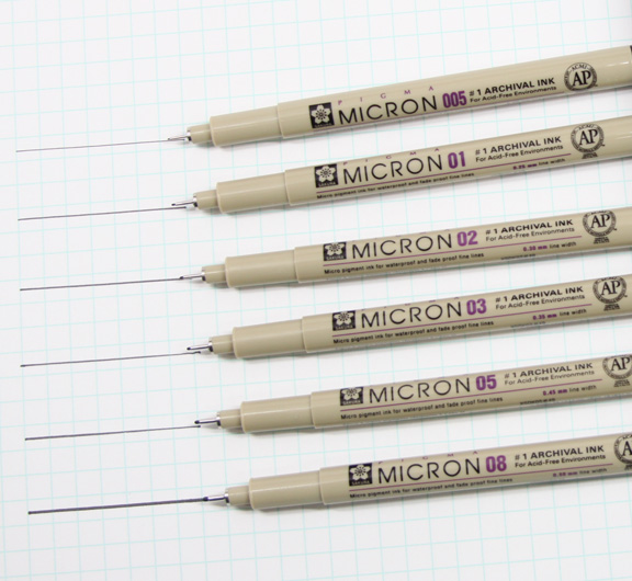 6 Set Sakura Pigma Micron Pens